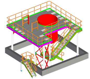 Process vessel support frame & stairs